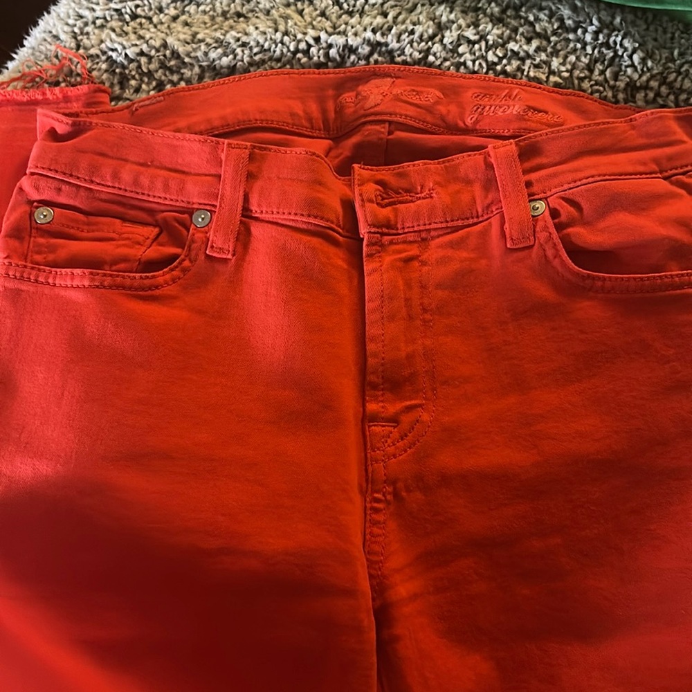 7 for all Mankind dark coral skinny jeans, size 28